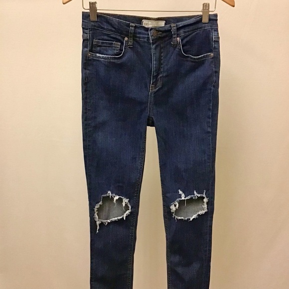 Free People 27 (US 4) Skinny Jeans Cropped Distressed Women’s Mid Rise Stretch - Picture 5 of 12